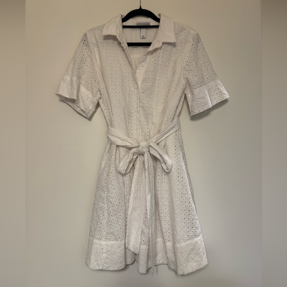Lisa Marie Fernandez White Eyelet Shirt Dress with Belt